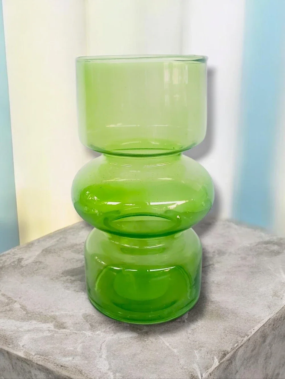Vintage Lime Green Glass Bud Vase Retro Mid Century Modern Decorative Vase